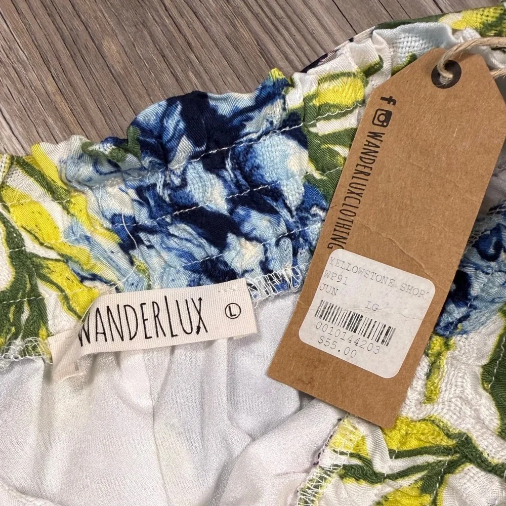 Wanderlux Yellowstone Floral High Waist Paperbag Short Tropical Resortwear NWT L